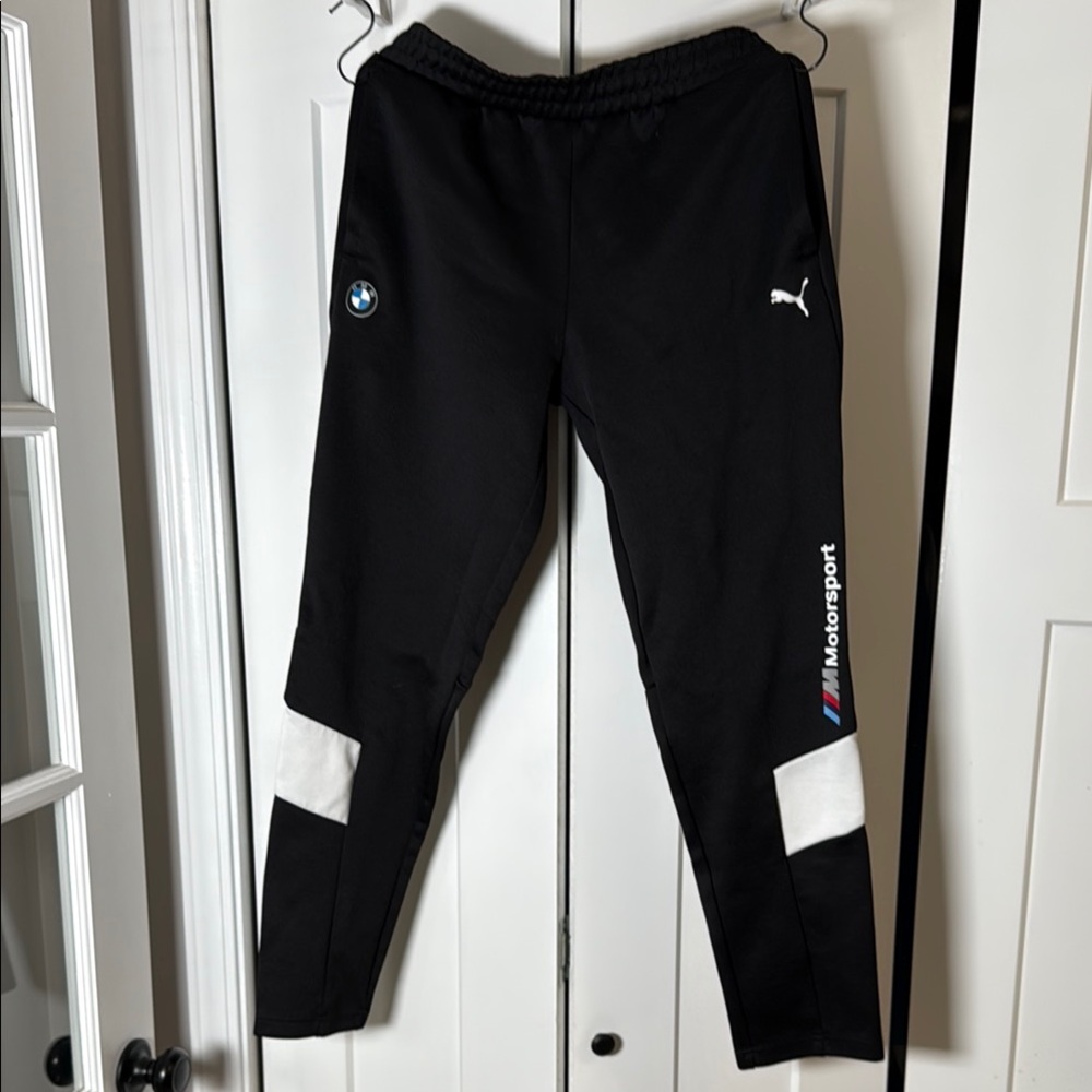 Puma Black & White BMW Motorsports Evostripe Joggers with Sporty Contrast Large